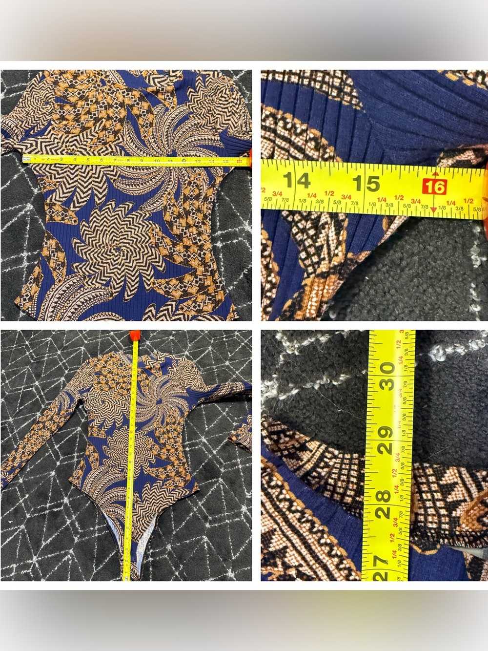 FARM RIO Yawanawa Vanahu Banana Print Mock Neck Stretch Organic Cotton Bodysuit - Picture 7 of 10